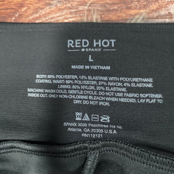 Red Hot Spanx Faux Leather Black Leggings Women's Size Large - Picture 8 of 11